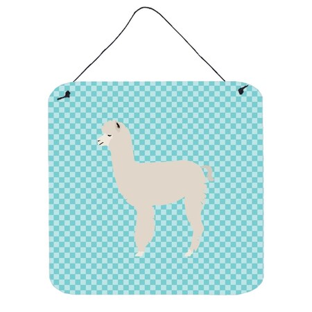 Carolines Treasures Alpaca Blue Check Wall or Door Hanging Prints, 6 x 6 in. BB8093DS66